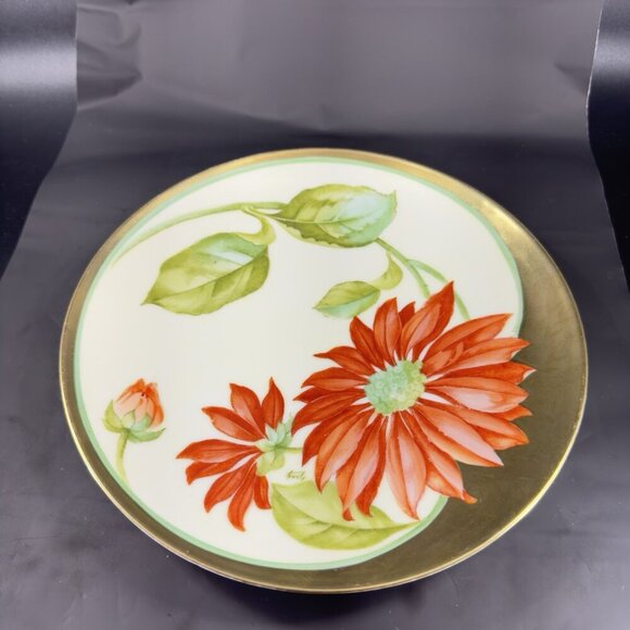 Antique Bavaria Hand Painted Red Flower Plate Dish Made In Germany Porcelain VTG - Picture 1 of 13